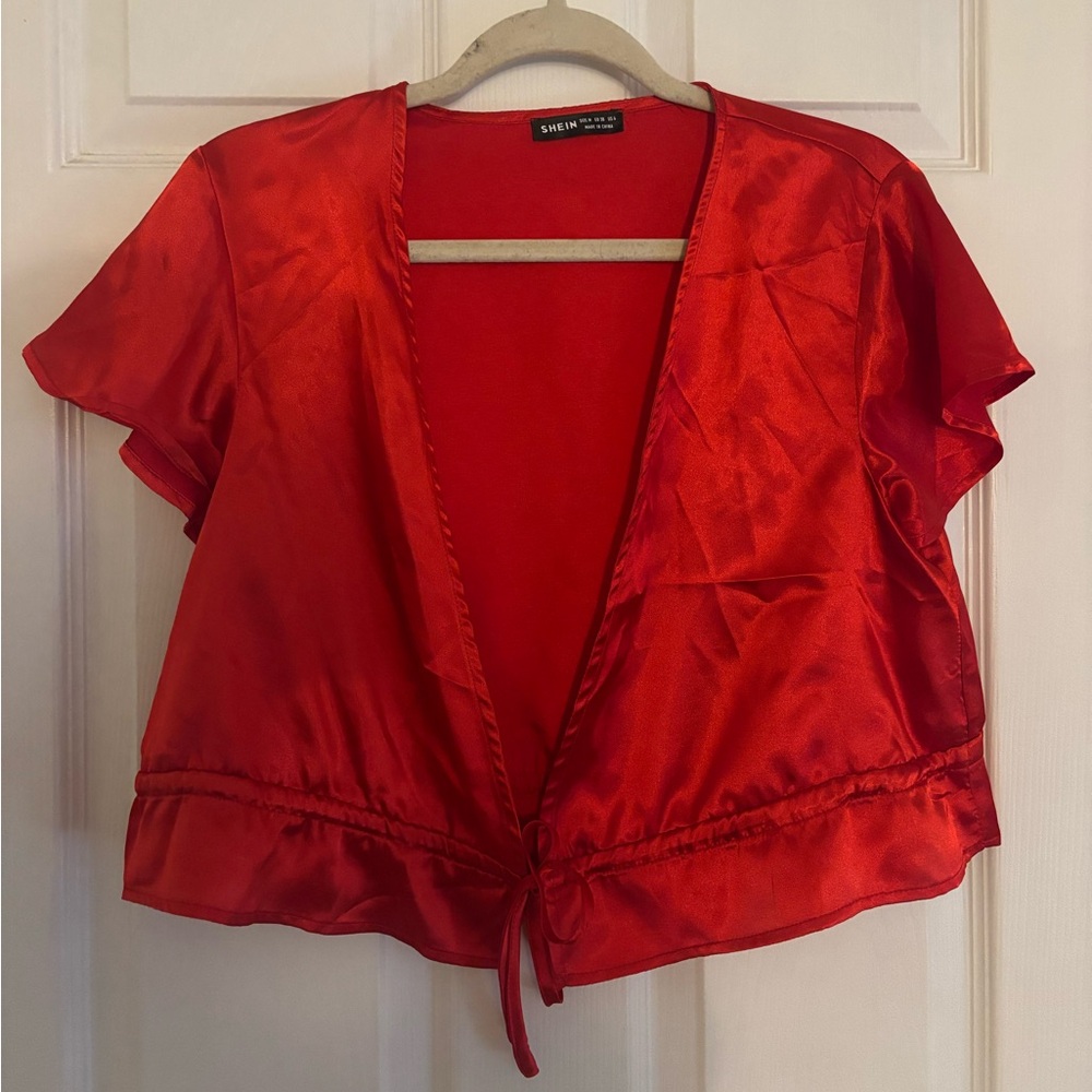 SHEIN Vibrant Red Satin Blouse